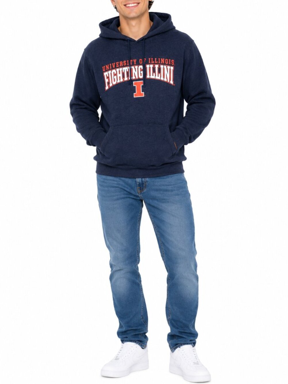 Illinois Fighting Illini Hoodie Blue Size Small 34/36 Sweatshirt Fleece Lined